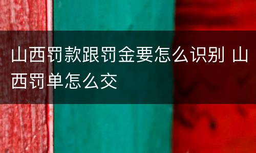 山西罚款跟罚金要怎么识别 山西罚单怎么交