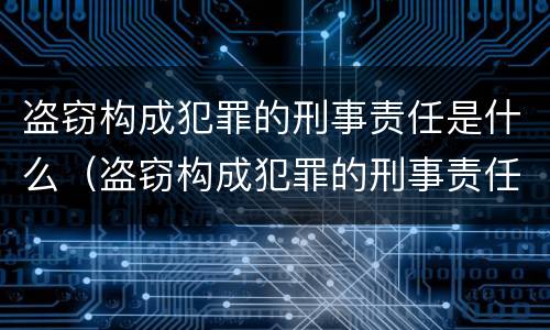 盗窃构成犯罪的刑事责任是什么（盗窃构成犯罪的刑事责任是什么）