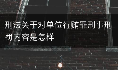 刑法关于对单位行贿罪刑事刑罚内容是怎样