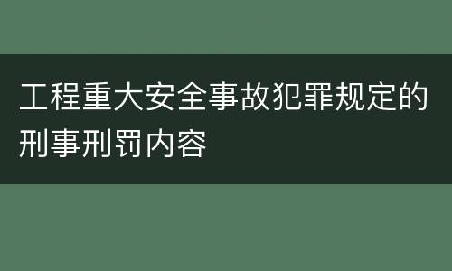 工程重大安全事故犯罪规定的刑事刑罚内容