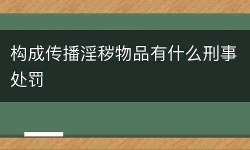 构成传播淫秽物品有什么刑事处罚