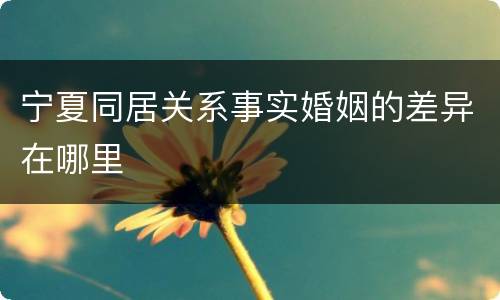 宁夏同居关系事实婚姻的差异在哪里