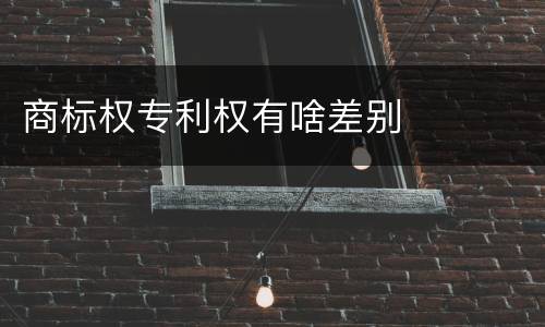 商标权专利权有啥差别