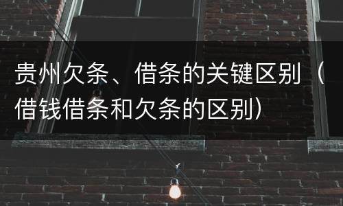 贵州欠条、借条的关键区别（借钱借条和欠条的区别）