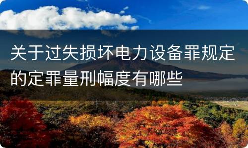关于过失损坏电力设备罪规定的定罪量刑幅度有哪些