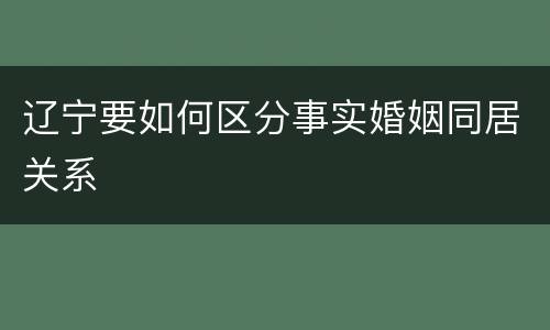 辽宁要如何区分事实婚姻同居关系