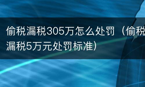 偷税漏税305万怎么处罚（偷税漏税5万元处罚标准）