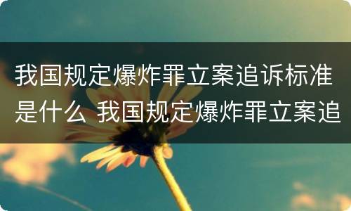 我国规定爆炸罪立案追诉标准是什么 我国规定爆炸罪立案追诉标准是什么意思