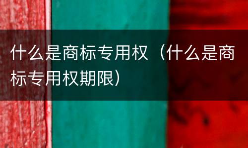 什么是商标专用权（什么是商标专用权期限）