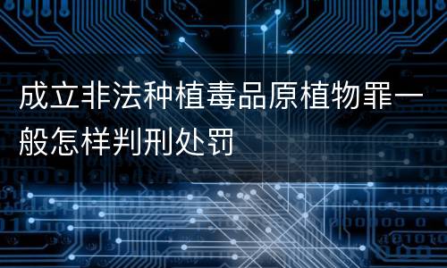 成立非法种植毒品原植物罪一般怎样判刑处罚