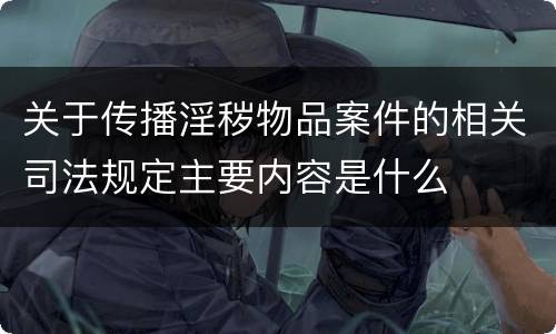关于传播淫秽物品案件的相关司法规定主要内容是什么
