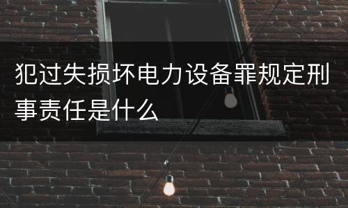 犯过失损坏电力设备罪规定刑事责任是什么