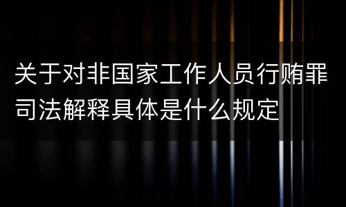 关于对非国家工作人员行贿罪司法解释具体是什么规定