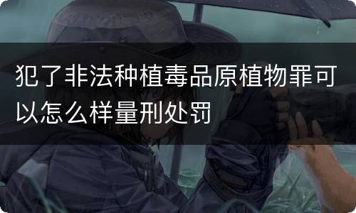 犯了非法种植毒品原植物罪可以怎么样量刑处罚