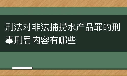 刑法对非法捕捞水产品罪的刑事刑罚内容有哪些