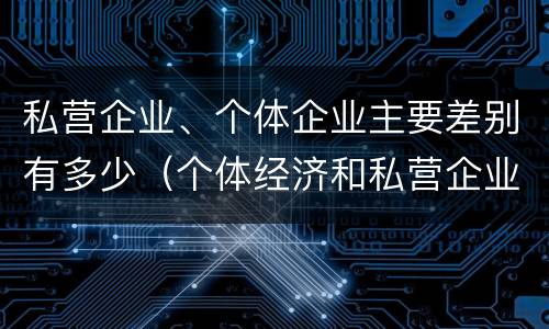 私营企业、个体企业主要差别有多少（个体经济和私营企业的区别）