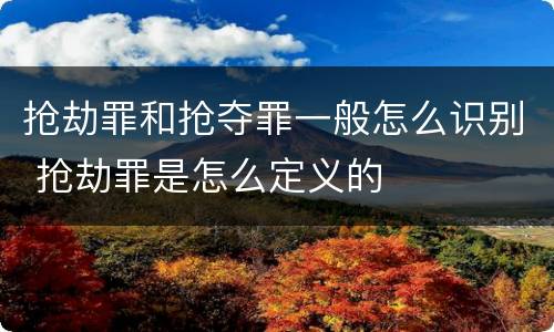 抢劫罪和抢夺罪一般怎么识别 抢劫罪是怎么定义的
