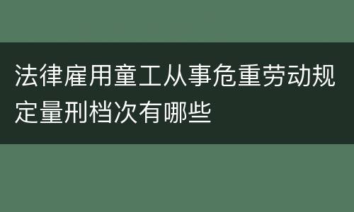 法律雇用童工从事危重劳动规定量刑档次有哪些