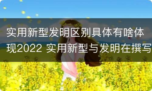 实用新型发明区别具体有啥体现2022 实用新型与发明在撰写时有区别吗