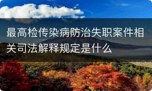 最高检传染病防治失职案件相关司法解释规定是什么