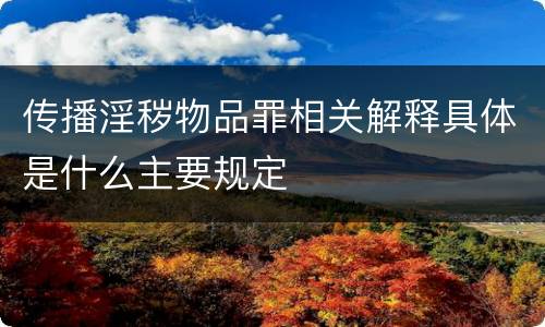 传播淫秽物品罪相关解释具体是什么主要规定