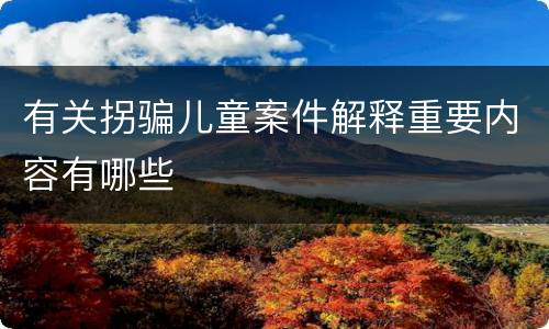 有关拐骗儿童案件解释重要内容有哪些