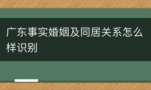 广东事实婚姻及同居关系怎么样识别