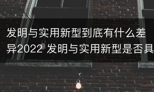 发明与实用新型到底有什么差异2022 发明与实用新型是否具有实用性