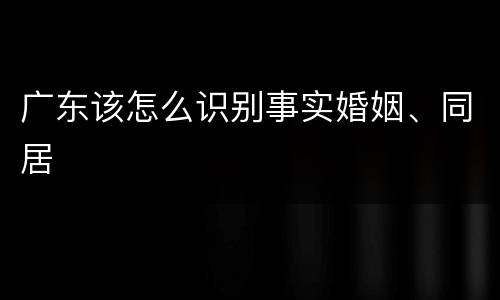 广东该怎么识别事实婚姻、同居