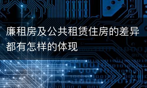 廉租房及公共租赁住房的差异都有怎样的体现