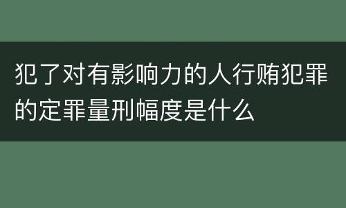 犯了对有影响力的人行贿犯罪的定罪量刑幅度是什么