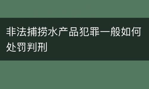 非法捕捞水产品犯罪一般如何处罚判刑