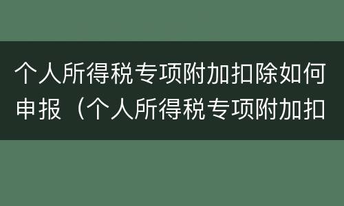 个人所得税专项附加扣除如何申报（个人所得税专项附加扣除申报方式怎么选）