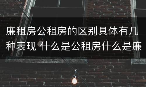 廉租房公租房的区别具体有几种表现 什么是公租房什么是廉租房