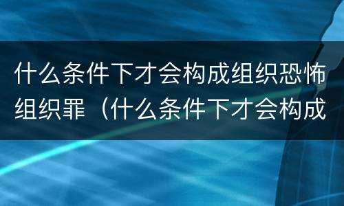 什么条件下才会构成组织恐怖组织罪（什么条件下才会构成组织恐怖组织罪）