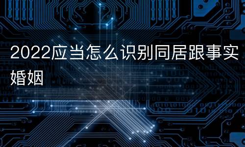 2022应当怎么识别同居跟事实婚姻