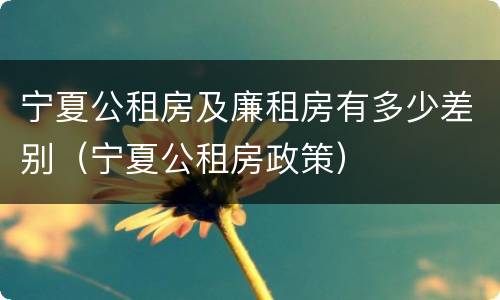 宁夏公租房及廉租房有多少差别（宁夏公租房政策）