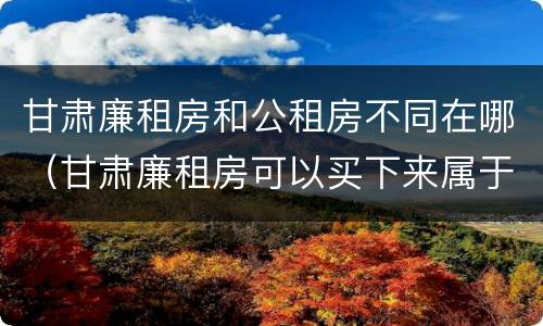甘肃廉租房和公租房不同在哪（甘肃廉租房可以买下来属于自己吗）