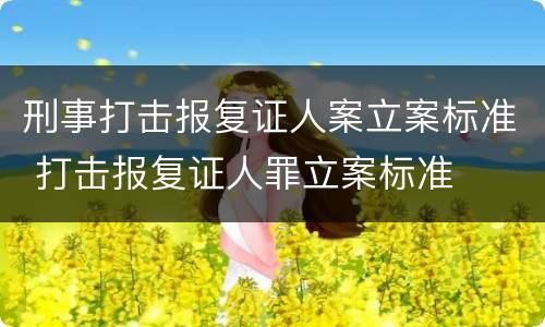 刑事打击报复证人案立案标准 打击报复证人罪立案标准