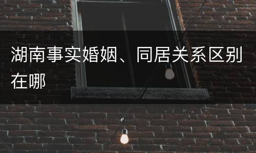湖南事实婚姻、同居关系区别在哪