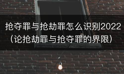 抢夺罪与抢劫罪怎么识别2022（论抢劫罪与抢夺罪的界限）