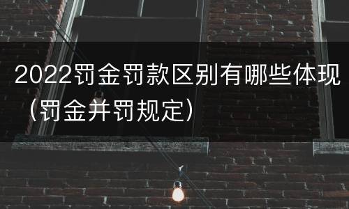 2022罚金罚款区别有哪些体现（罚金并罚规定）