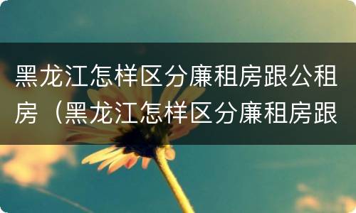 黑龙江怎样区分廉租房跟公租房（黑龙江怎样区分廉租房跟公租房的区别）