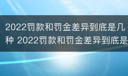 2022罚款和罚金差异到底是几种 2022罚款和罚金差异到底是几种情况
