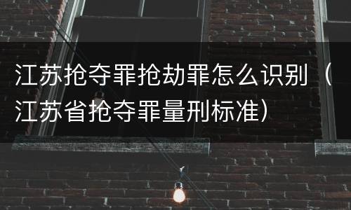 江苏抢夺罪抢劫罪怎么识别（江苏省抢夺罪量刑标准）