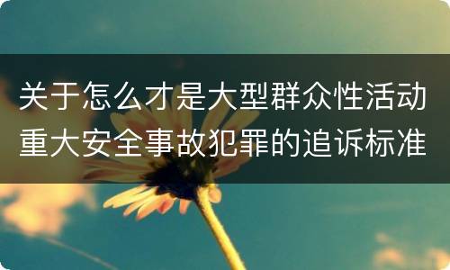 关于怎么才是大型群众性活动重大安全事故犯罪的追诉标准