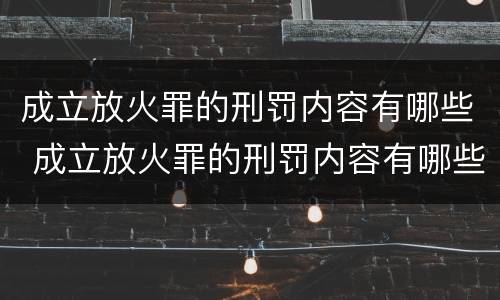 成立放火罪的刑罚内容有哪些 成立放火罪的刑罚内容有哪些要求