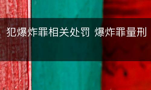 犯爆炸罪相关处罚 爆炸罪量刑
