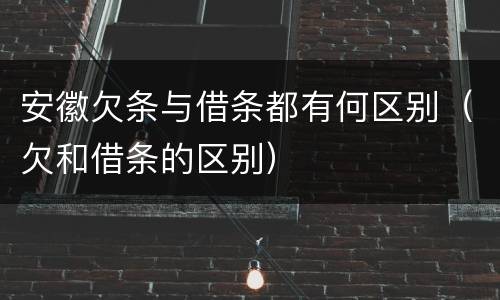 安徽欠条与借条都有何区别（欠和借条的区别）