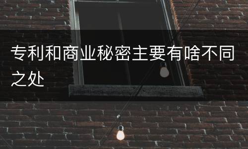 专利和商业秘密主要有啥不同之处